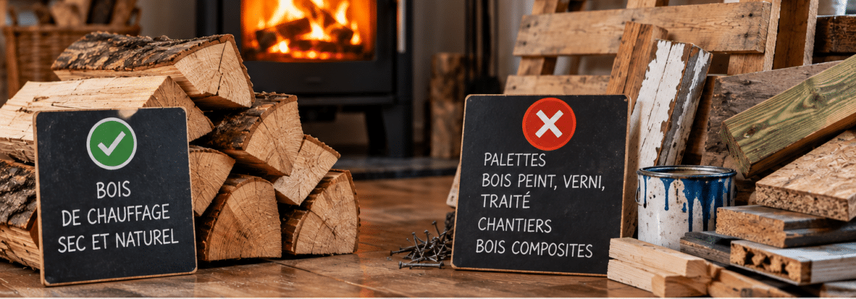 Bois de chauffage naturel et bois de récupération à éviter dans un poêle ou une cheminée