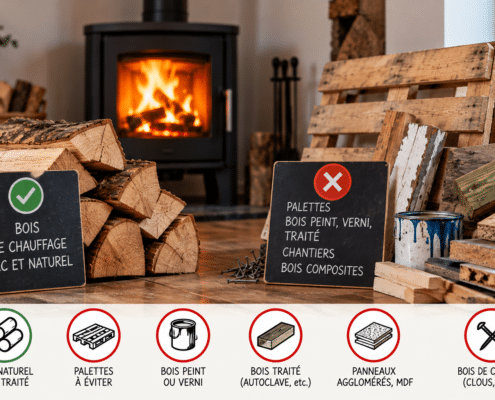 Bois de chauffage naturel et bois de récupération à éviter dans un poêle ou une cheminée